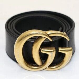 Gucci GG Marmont Leather Belt AP00T Size 95/38 - Black/Gold